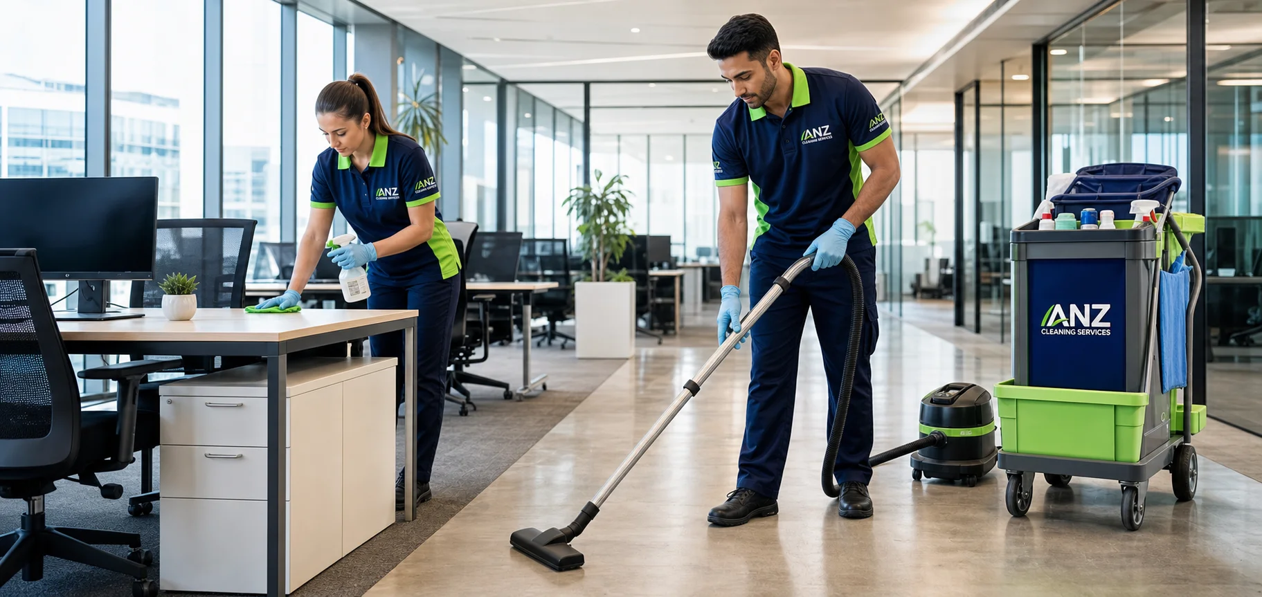 ANZ Cleaning Services professional cleaner ready to service your Sydney business