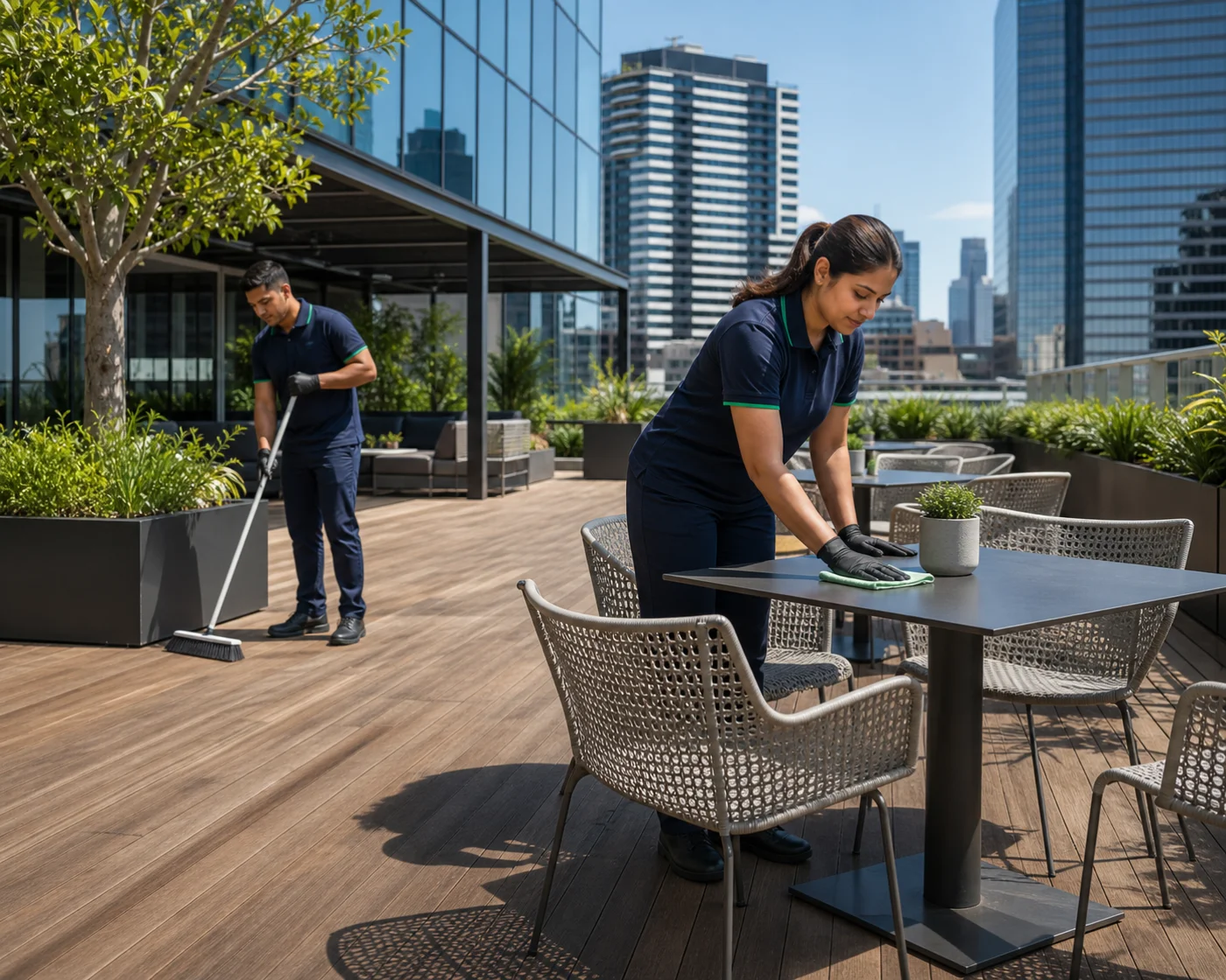 Hotel outdoor terrace and rooftop cleaning — ANZ Sydney