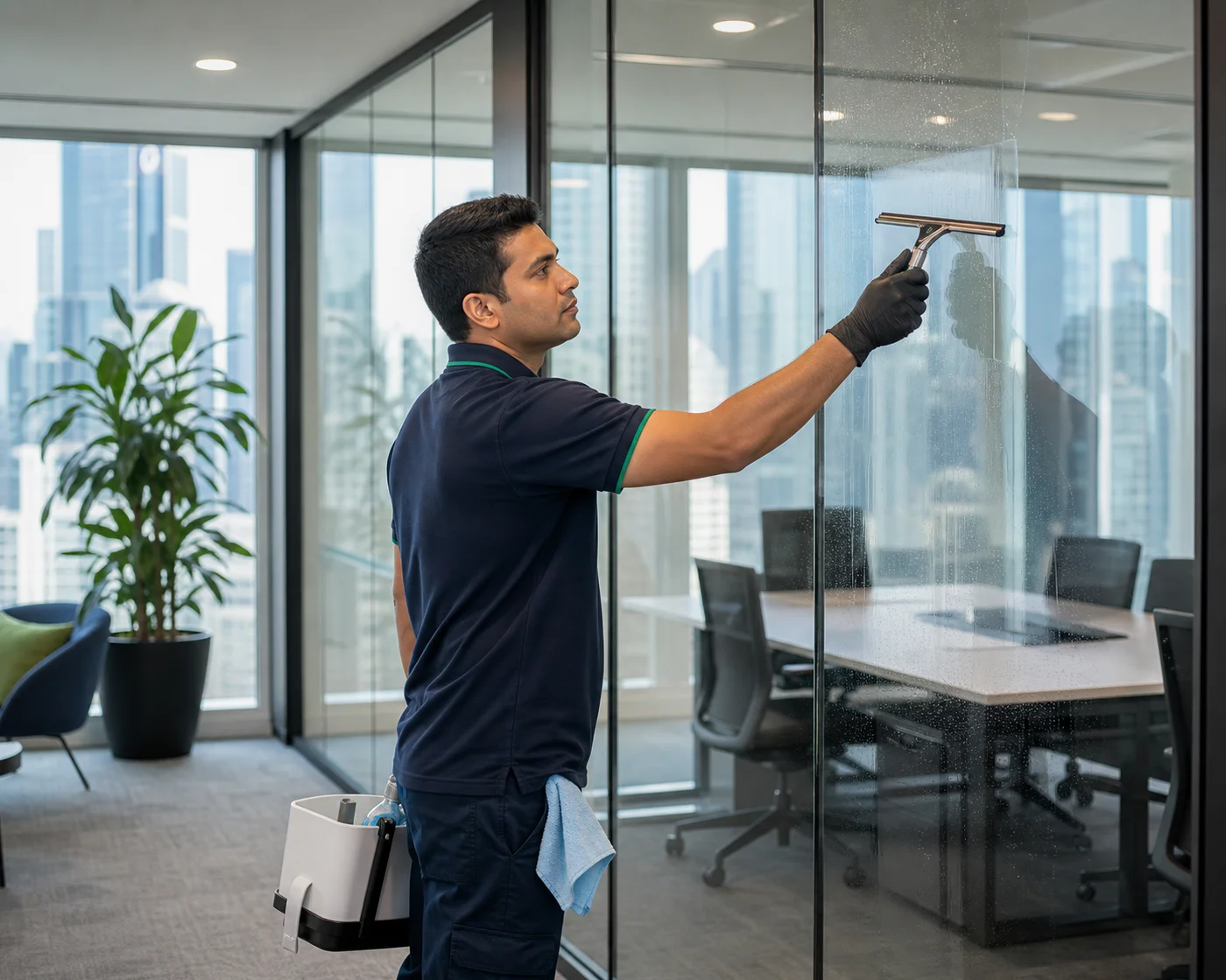Interior office glass partition cleaning Sydney — ANZ