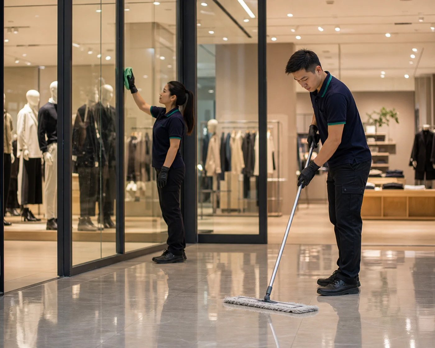 ANZ retail storefront glass and floor cleaning Sydney
