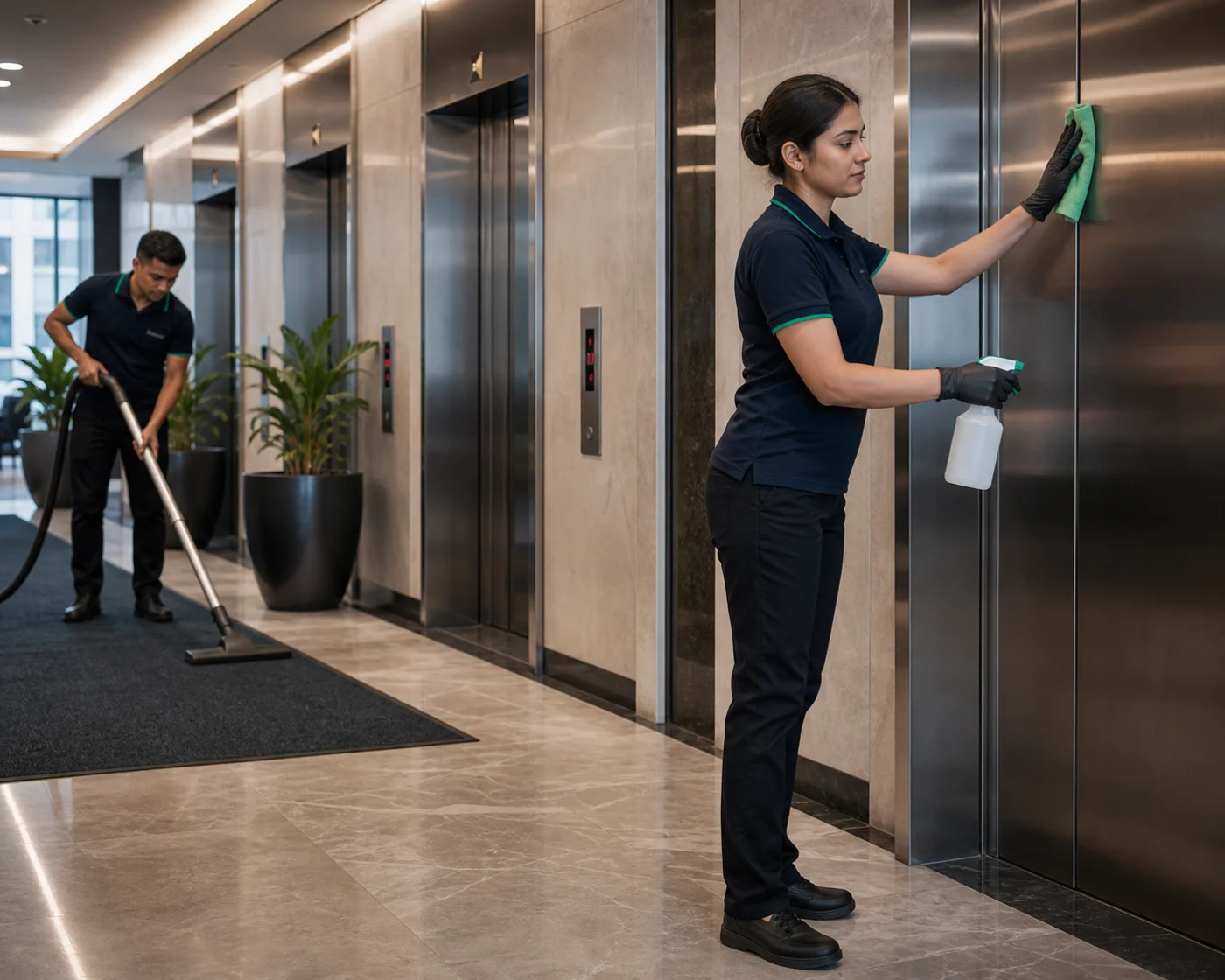 Strata elevator and lift interior cleaning — walls, floors and panels