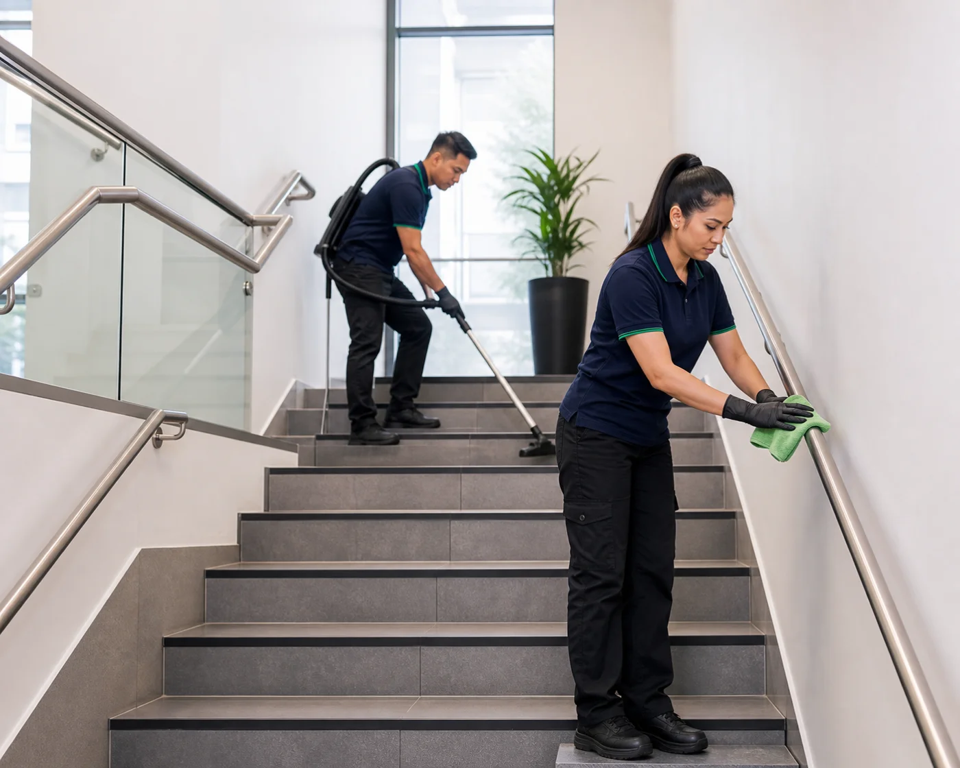 Strata stairwell and handrail cleaning — treads and landings sanitised