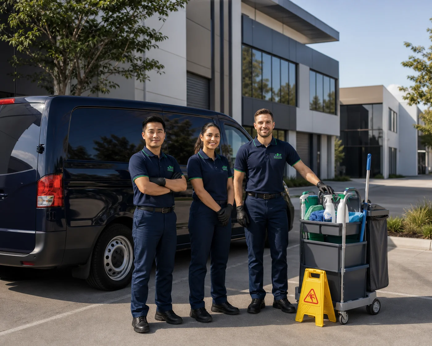 ANZ warehouse cleaning team van business park Sydney